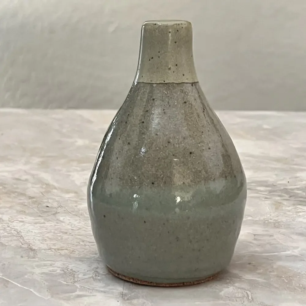 Studio Art Vase Pottery Stoneware Gray Blue Speckled Glazed